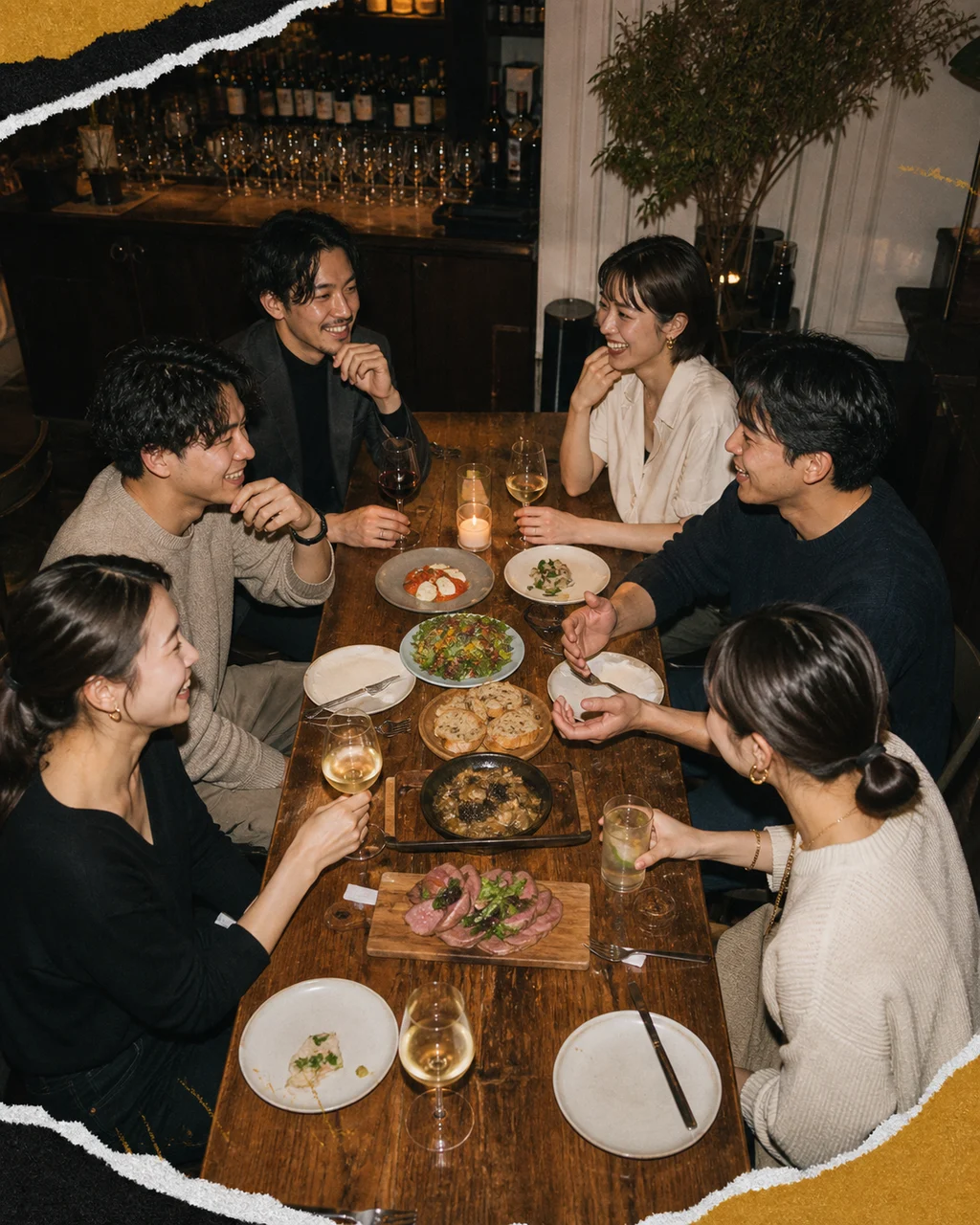 6人分の席が用意されたディナーテーブル